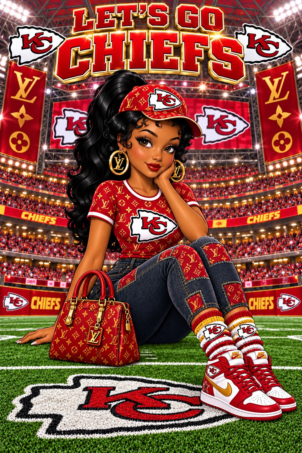 Custom Kansas City Chiefs football artwork