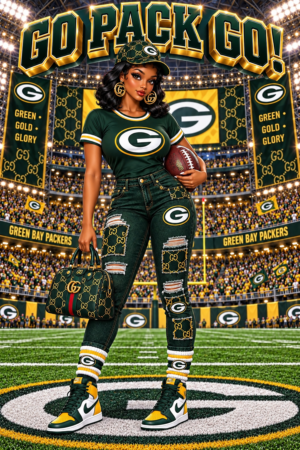 Custom Green Bay Packers football artwork