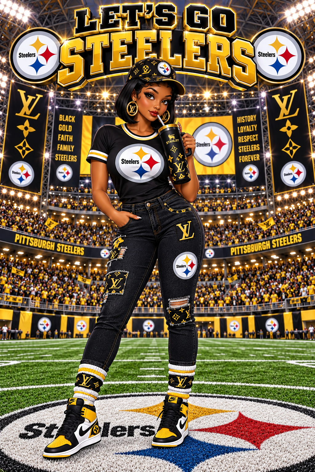 Custom Pittsburgh Steelers football artwork